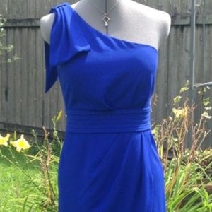 Minuet royal One-Shoulder mini dress